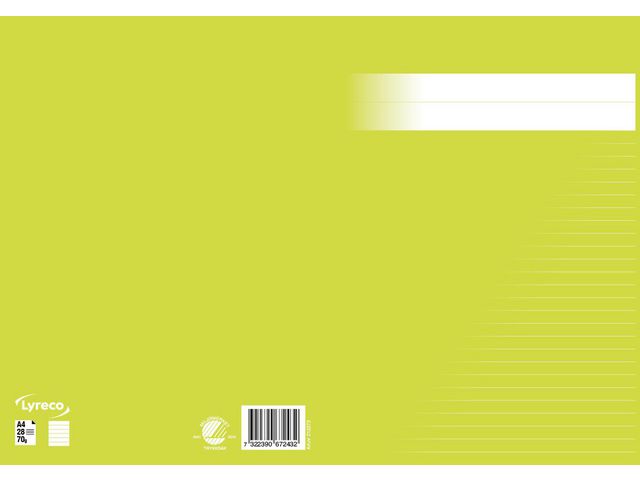 Skrivhäfte A4 linjerat 8,5mm ljusgrön